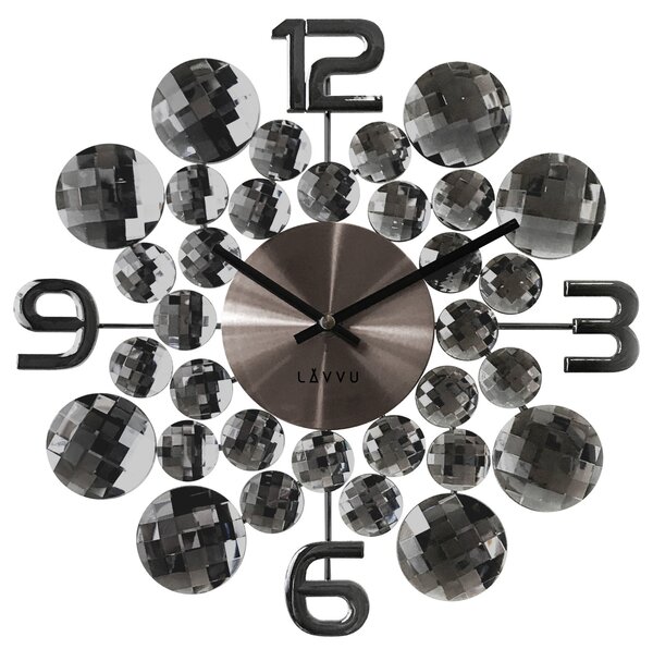 Designové skleněné paprskovité hodiny LAVVU CRYSTAL Black Jewel LCT1031 (POŠTOVNÉ ZDARMA!! - antracitové)
