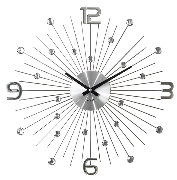 Designové kovové paprskovité stříbrné hodiny LAVVU CRYSTAL Silver Sun LCT1070 (POŠTOVNÉ ZDARMA!!)