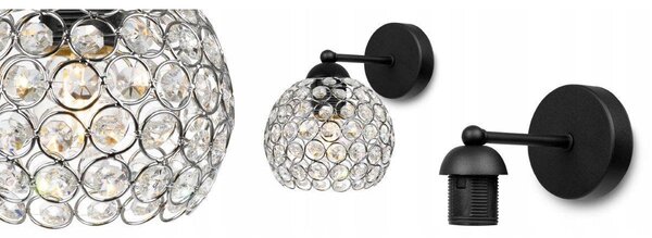Nástěnné svítidlo Crystal 1, 1x stříbrné křišťálové stínítko
