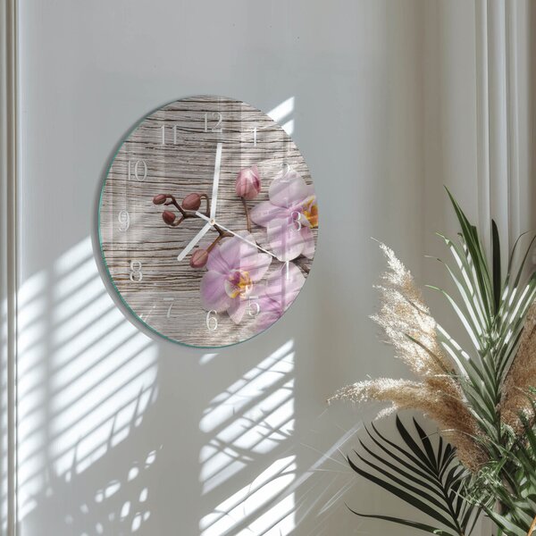 Skleněné hodiny na stěnu Orchidej zsob-fi30-00058652