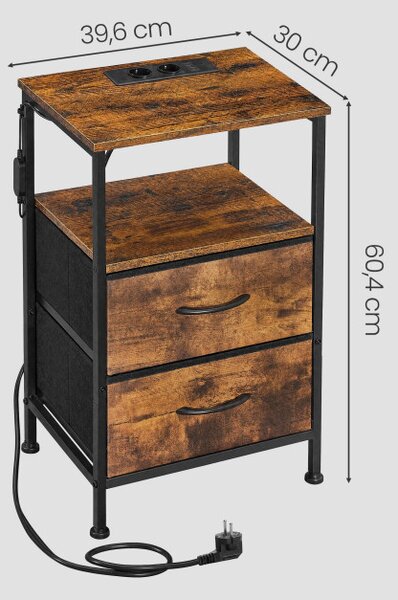 Sada 2 nočních stolků s LED osvětlením a nabíjecí stanicí LGSB35202K102
