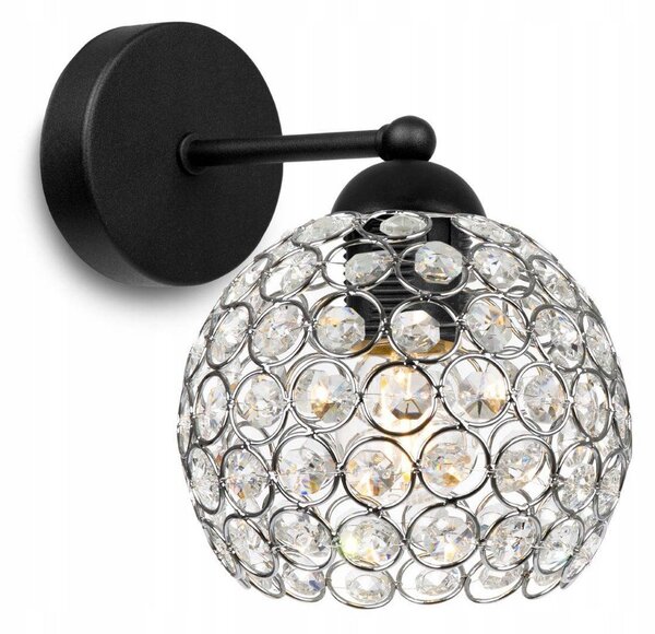 Nástěnné svítidlo Crystal 1, 1x stříbrné křišťálové stínítko