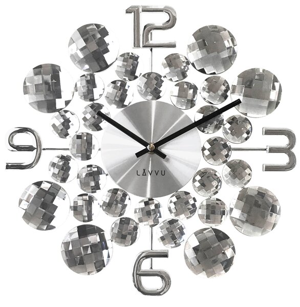 Designové skleněné paprskovité hodiny LAVVU CRYSTAL Silver Jewel LCT1030 (POŠTOVNÉ ZDARMA!! - stříbrné)