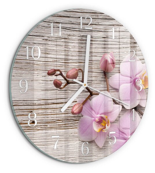 Skleněné hodiny na stěnu Orchidej zsob-fi30-00058652