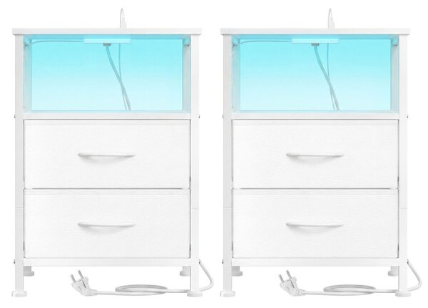 Sada 2 nočních stolků s LED osvětlením a nabíjecí stanicí LGSB35202W102
