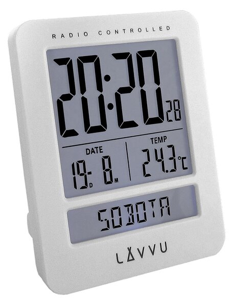 Digitální budík řízený rádiovým signálem LAVVU Duo White LAR0020 (digitální budík, který umí česky!)