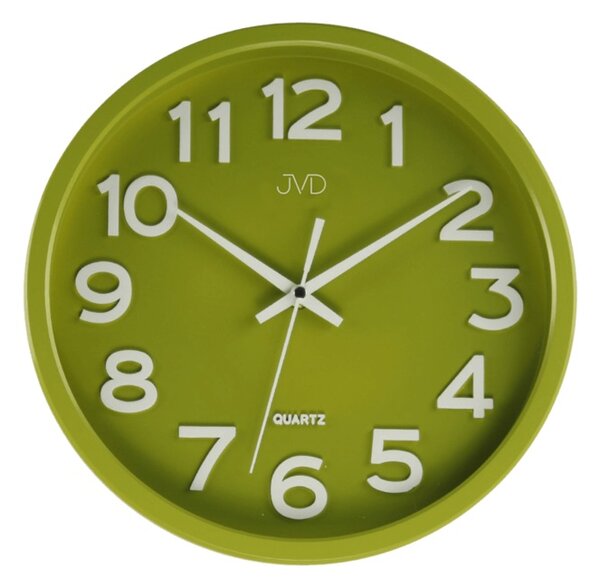 Plastové pastelové nástěnné tiché netikající dětské hodiny JVD HX2413.4 (zelené pastelové nástěnné hodiny)