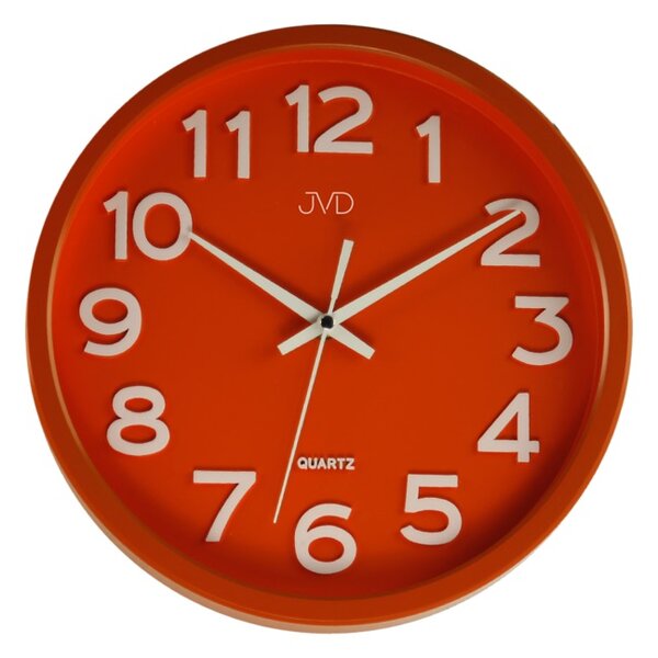 Plastové pastelové nástěnné tiché netikající dětské hodiny JVD HX2413.5 (červené pastelové dětské nástěnné hodiny)