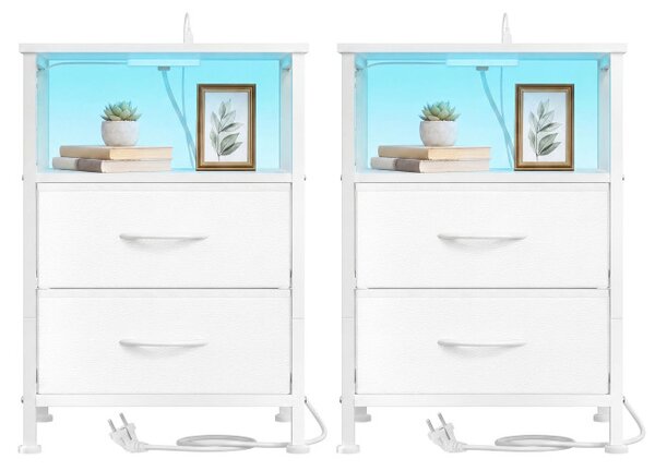 Sada 2 nočních stolků s LED osvětlením a nabíjecí stanicí LGSB35202W102