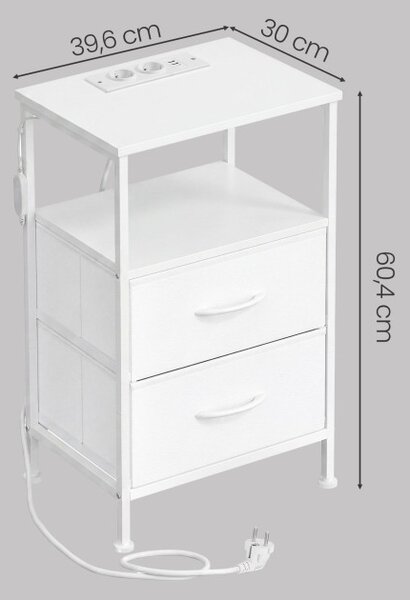 Sada 2 nočních stolků s LED osvětlením a nabíjecí stanicí LGSB35202W102