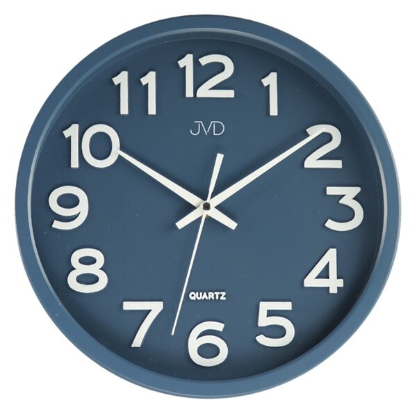Plastové pastelové tiché netikající nástěnné dětské hodiny JVD HX2413.1 (modré pastelové dětské nástěnné hodiny)