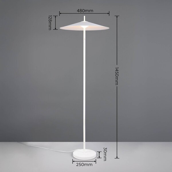 Trio Lighting LED stojací lampa Amalo, matná bílá, výška 145 cm, kov,, stmívatelný, Bílá / opál, Obývací pokoj / jídelna, kov, Moderní