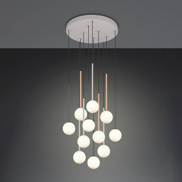 Trio Lighting Závěsné světlo Firano, barevné, Ø 66 cm, kov, 11ramenné, Vícebarevná, Obývací pokoj / jídelna, kov, Moderní