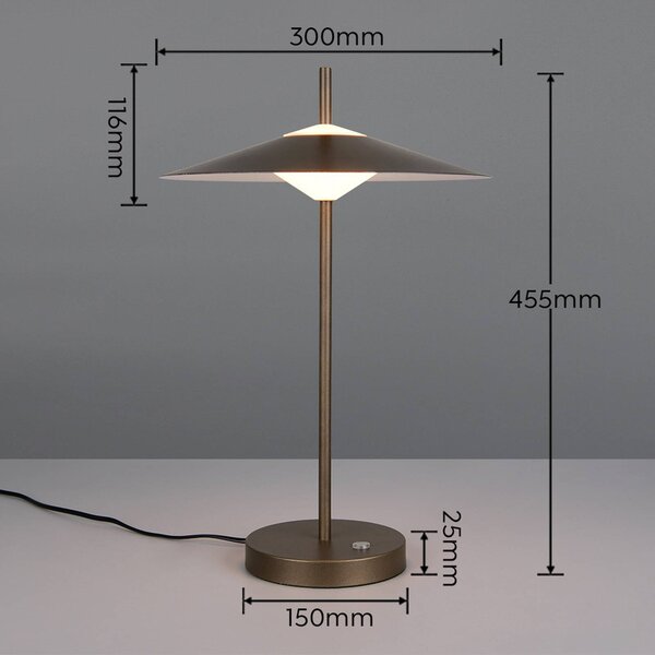 Trio Lighting LED stolní lampa Amalo v platinové barvě, výška 46 cm, kov,, stmívatelný, Hliník / šedá / zinek, Obývací pokoj / jídelna, kov, Moderní