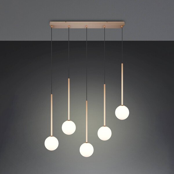 Trio Lighting Závěsné světlo Firano, zlatá, délka 107 cm, kovová, 5ramenná., Mosaz / zlato, Obývací pokoj / jídelna, kov, Moderní