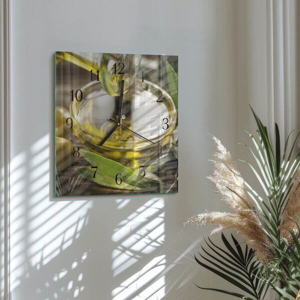Skleněné hodiny na stěnu Olivový olej zskc-30x30-00184327