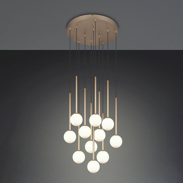 Trio Lighting Závěsné světlo Firano, zlatá, Ø 66 cm, kov, 11ramenná, Mosaz / zlato, Obývací pokoj / jídelna, kov, Moderní