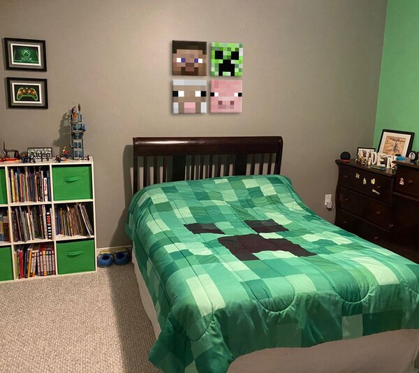 Minecraft obraz - Nejlepší postavičky na plátně - Steve, Creeper, Sheep, Pig (Pro děti Minecraft obrazy)