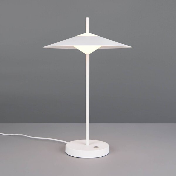 Trio Lighting LED stolní lampa Amalo, matná bílá, výška 46 cm, kov,, stmívatelný, Bílá / opál, Obývací pokoj / jídelna, kov, Moderní