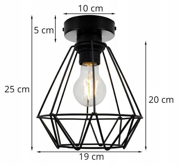 Stropní svítidlo Fusion 1, 1x černé drátěné stínítko