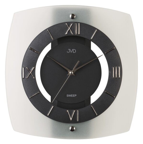 Moderní luxusní skleněné netikající tiché nástěnné hodiny JVD NS28085.2