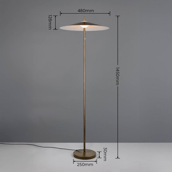 Trio Lighting LED stojací lampa Amalo v platinové barvě, výška 145 cm, kov,, stmívatelný, Hliník / šedá / zinek, Obývací pokoj / jídelna, kov, Moderní