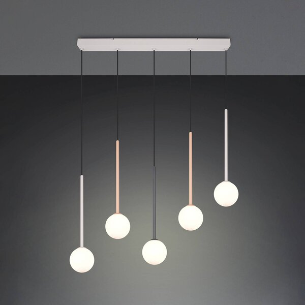 Trio Lighting Závěsné světlo Firano, barevné, délka 107 cm, kovová, 5ramenná, Vícebarevná, Obývací pokoj / jídelna, kov, Moderní