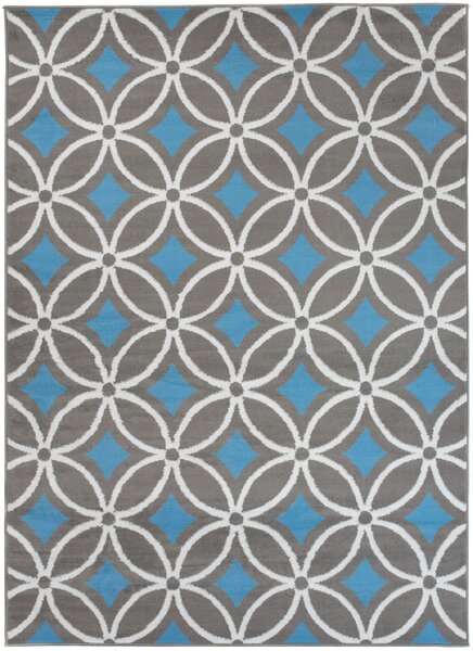 Chemex Kusový koberec Maya - geometrické tvary 3 - šedý/modrý Rozměr koberce: 80x150 cm