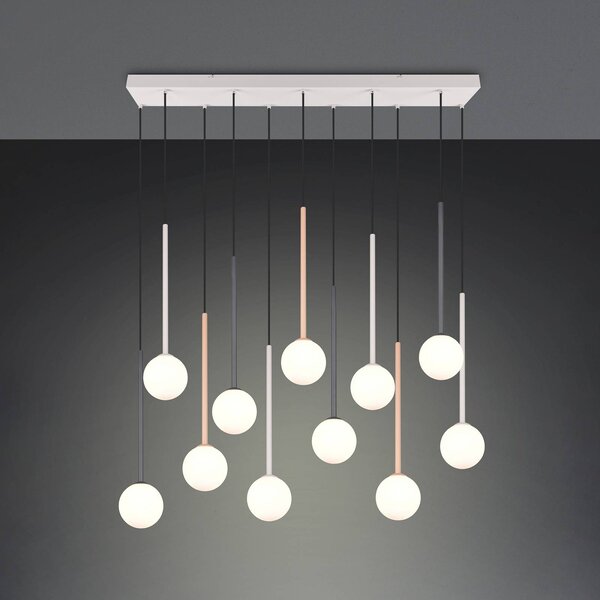 Trio Lighting Závěsné světlo Firano, barevné, délka 129 cm, kov, 11ramenné., Vícebarevná, Obývací pokoj / jídelna, kov, Moderní