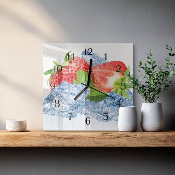 Skleněné hodiny na stěnu Jahodová zmrzlina zskc-30x30-00179748