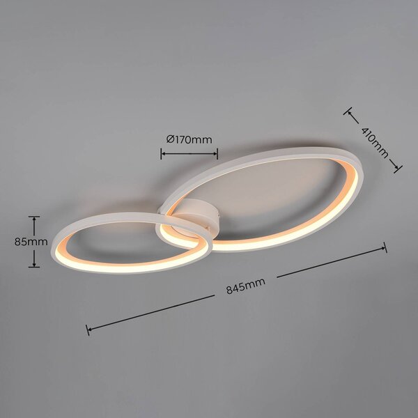 Trio Lighting LED stropní svítidlo Sivo, délka 84 cm, matná bílá, kov,, stmívatelný, Bílá / opál, Obývací pokoj / jídelna, kov