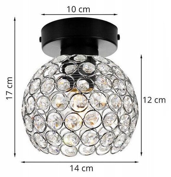 Stropní svítidlo Crystal, 1x stříbrné křišťálové stínítko, (výběr ze 2 barev konstrukce)