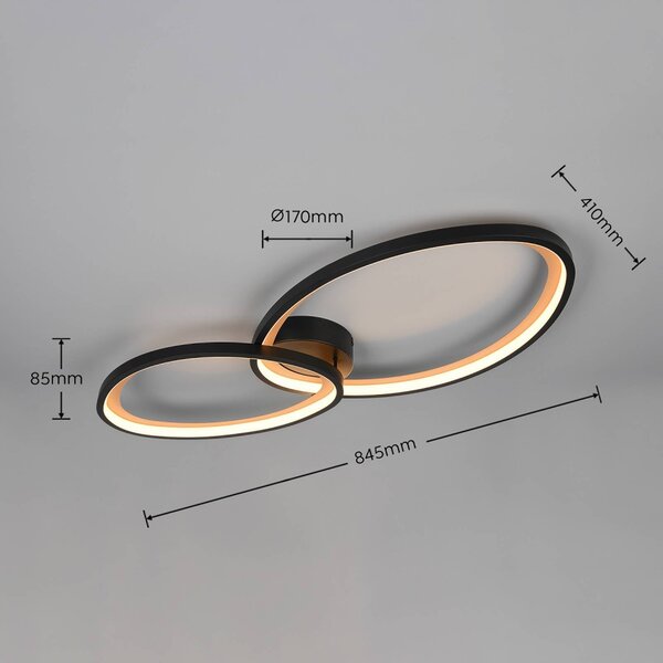 Trio Lighting LED stropní svítidlo Sivo, délka 84 cm, matná černá, kov,, stmívatelný, Černá, Obývací pokoj / jídelna, kov, Moderní