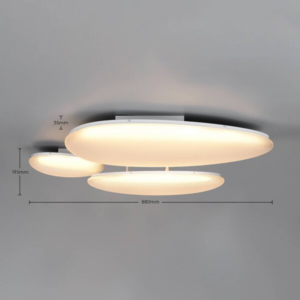 Trio Lighting LED stropní svítidlo Ozera, délka 95 cm, bílé, plast, 3 žárovky, stmívatelný, Bílá / opál, Obývací pokoj / jídelna, Plast, Moderní