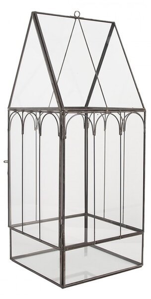 Mosazný antik dekorační skleník/ vitrína Cloelia - 15*15*38 cm - Clayre & Eef