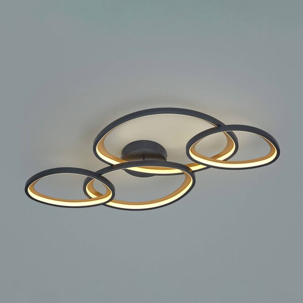 Trio Lighting LED stropní svítidlo Sivo, délka 103 cm, matná černá, kov,, stmívatelný, Černá, Obývací pokoj / jídelna, kov