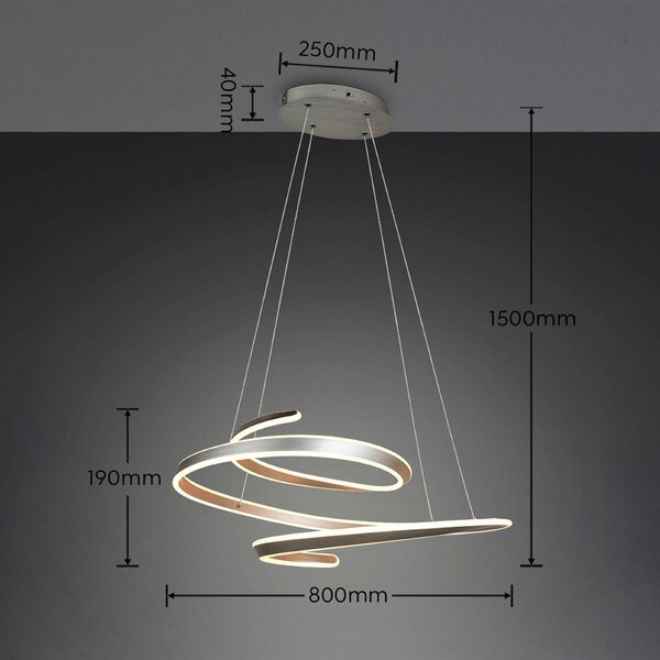 Trio Lighting LED závěsné světlo Arlington, matný nikl, délka 80 cm, kov,, stmívatelný, Hliník / šedá / zinek, Obývací pokoj / jídelna, kov, Moderní