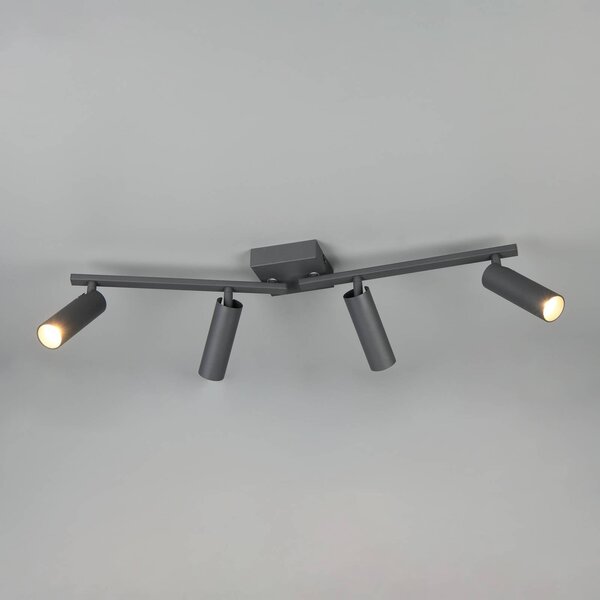 Trio Lighting Stropní bodové světlo Dara, délka 66 cm, antracitová barva, kov, 4ramenný, Černá, Obývací pokoj / jídelna, kov, Moderní