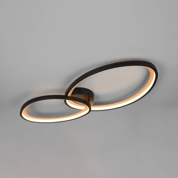 Trio Lighting LED stropní svítidlo Sivo, délka 84 cm, matná černá, kov,, stmívatelný, Černá, Obývací pokoj / jídelna, kov, Moderní
