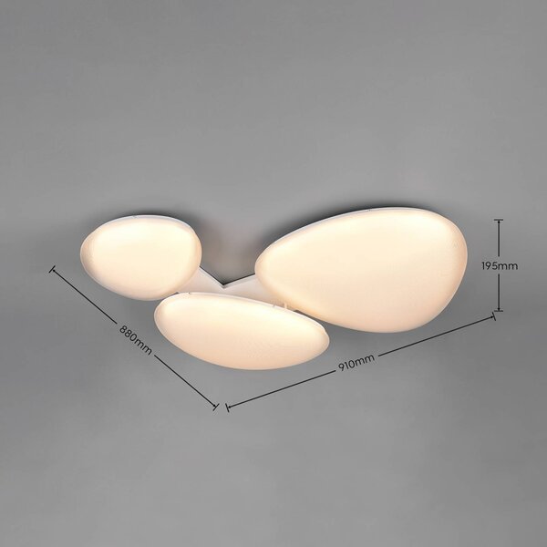 Trio Lighting LED stropní svítidlo Ozera, délka 95 cm, bílé, plast, 3 žárovky, stmívatelný, Bílá / opál, Obývací pokoj / jídelna, Plast, Moderní