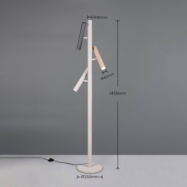 Trio Lighting Stojací lampa Terloa, barevná, výška 143 cm, kov, 3ramenná, Vícebarevná, Obývací pokoj / jídelna, kov, Moderní