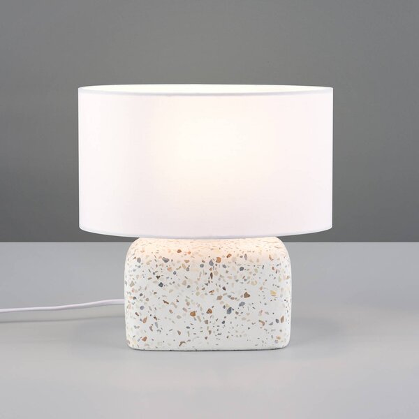 Trio Lighting Stolní lampa Livare, výška 24 cm, bílá/barevná, beton/látka, Vícebarevná, Obývací pokoj / jídelna, Beton