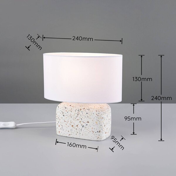Trio Lighting Stolní lampa Livare, výška 24 cm, bílá/barevná, beton/látka, Vícebarevná, Obývací pokoj / jídelna, Beton