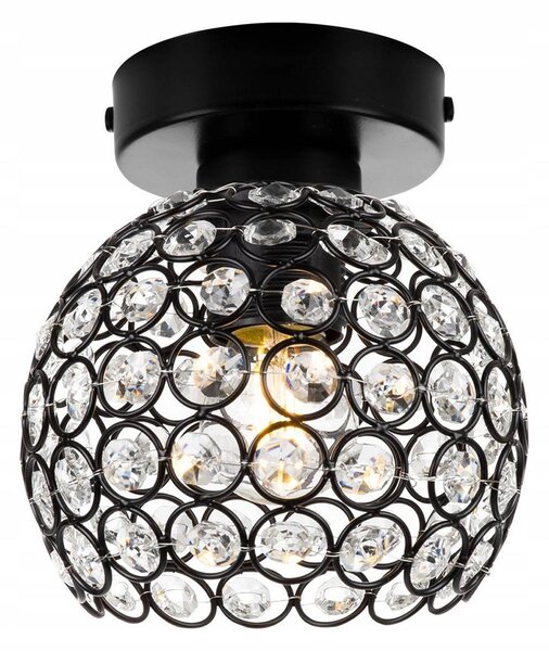 Stropní svítidlo Crystal, 1x černé křišťálové stínítko