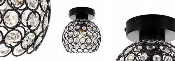 Stropní svítidlo Crystal, 1x černé křišťálové stínítko