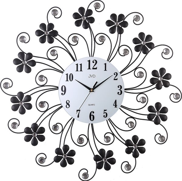 Luxusní kovové skleněné designové luxusní květinové hodiny JVD HJ89 (POŠTOVNÉ ZDARMA!!)