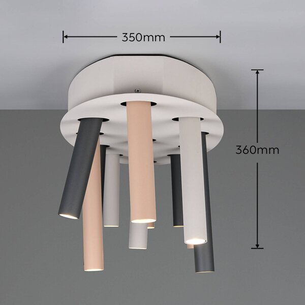 Trio Lighting Stropní světlo Terloa, barevné, délka 110 cm, kov, 11ramenné, Vícebarevná, Obývací pokoj / jídelna, kov, Moderní