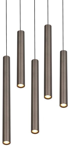 Trio Lighting LED závěsné světlo Arimato, Ø 35 cm, platinová barva, kov,, Hliník / šedá / zinek, Obývací pokoj / jídelna, kov, Moderní