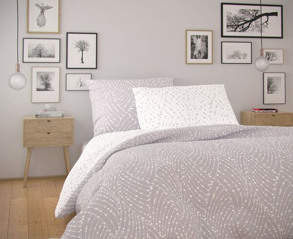 Povlečení bavlna Kvalitex nordic collection astra šedo-bílá rozměry: 200x200cm + 2x 70x90cm