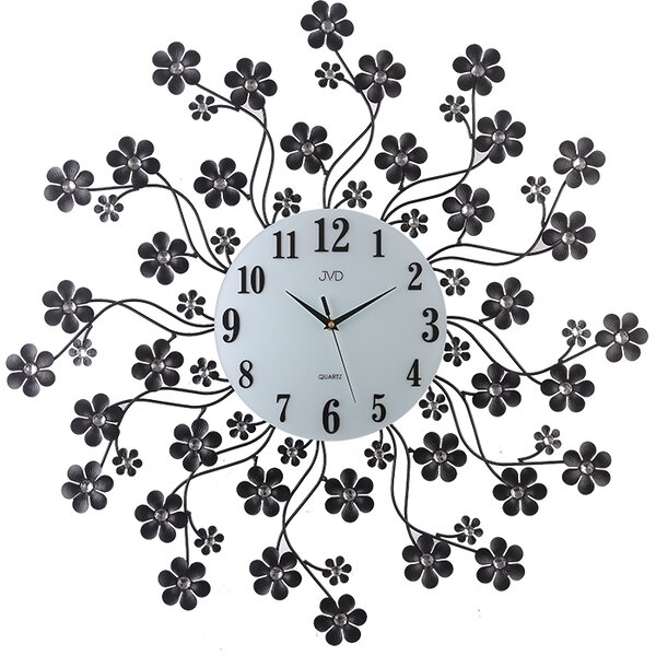 Paprskovité kovové skleněné designové květinové hodiny JVD HJ85 (POŠTOVNÉ ZDARMA!!)